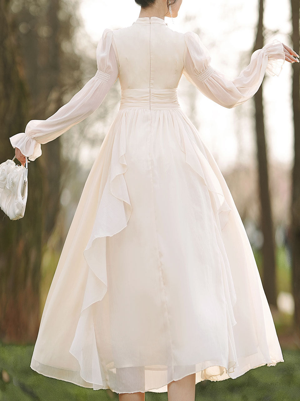 Apricot Bow Collar Wedding Vintage Fairy Dress