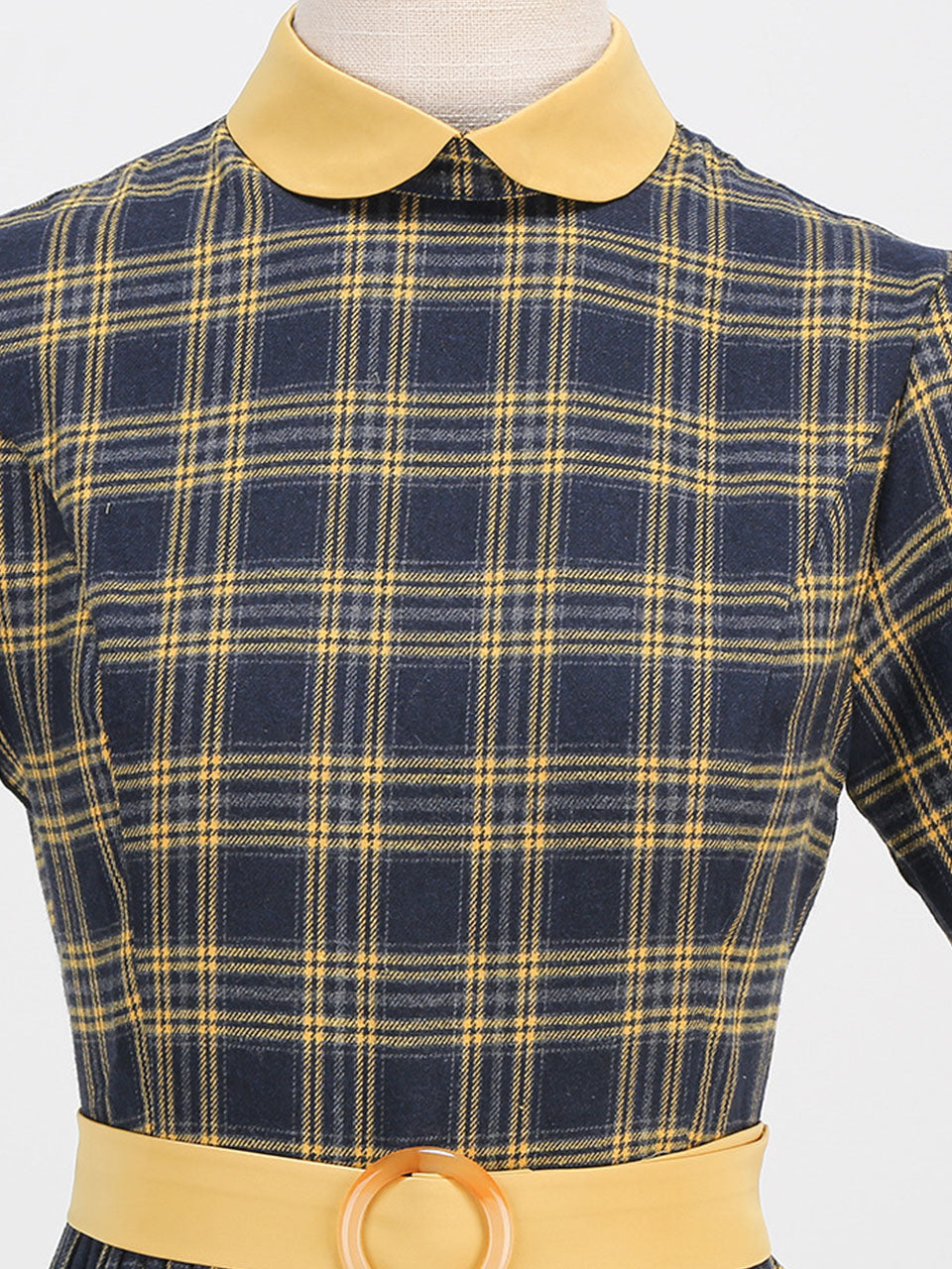 1950s Peter Pan Collar Plaid Vintage Swing Dress