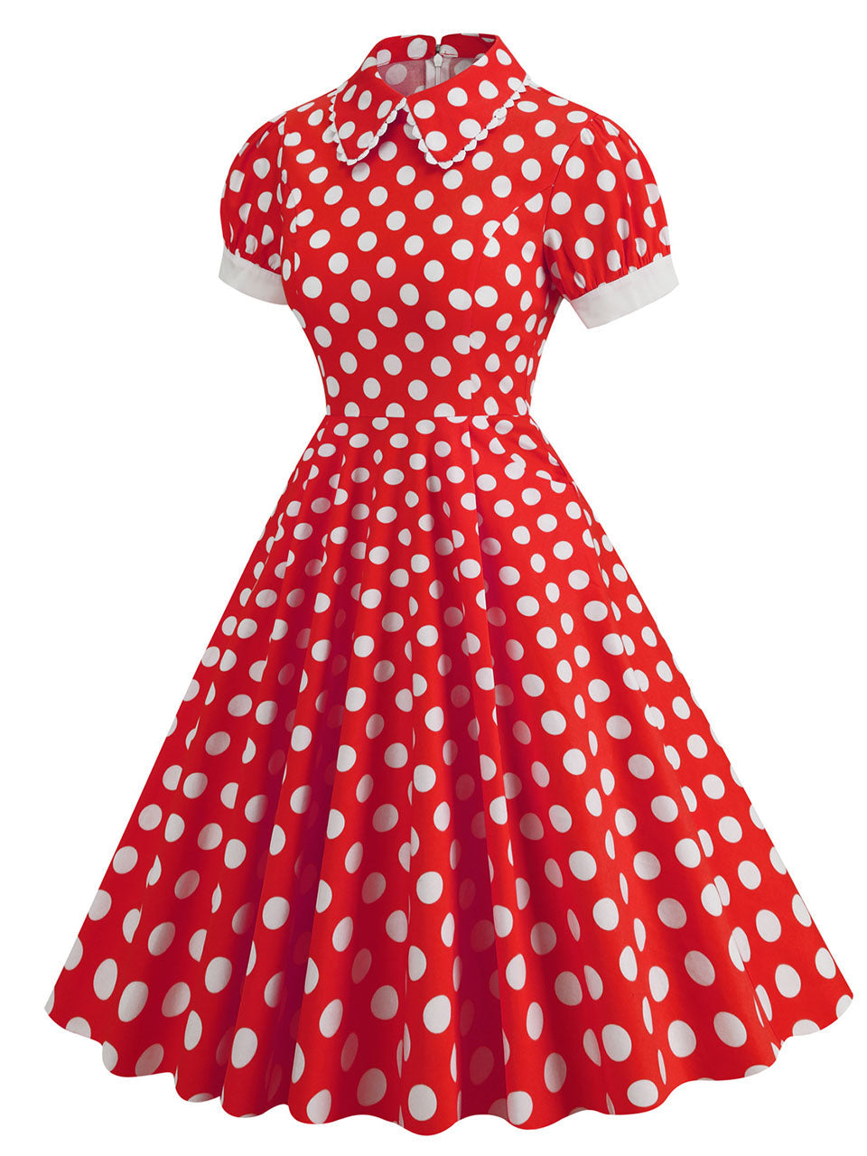 Minnie 1950s Peter Pan Polka Dot Swing Dress With Headband Gloves Set